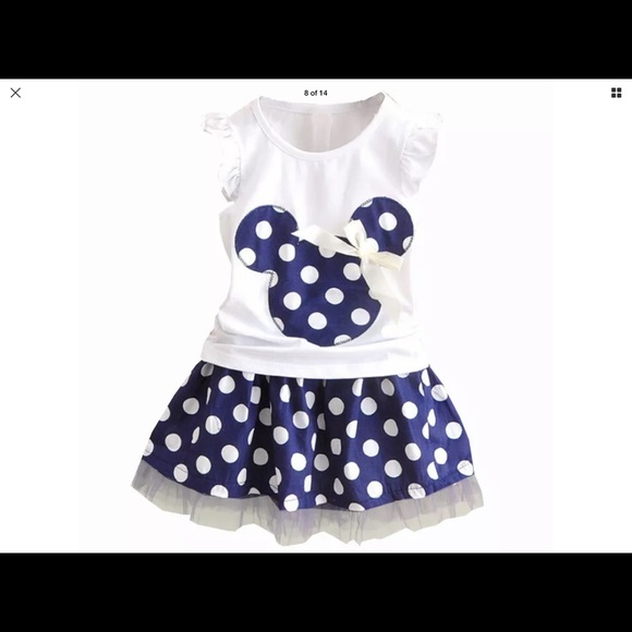 New sweet blue & white girls 2 pc skirt set - Picture 2 of 3